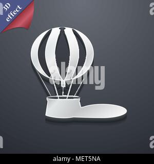 Hot Air Balloon Symbol. 3D-Stil. Schickes, modernes Design mit Platz für Ihren Text Vector Illustration Stock Vektor