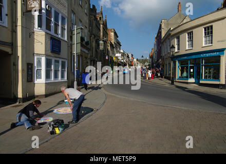 Bürgersteig Künstler, Glastonbury Stockfoto