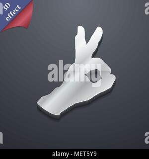 Geste ok-Symbol Symbol. 3D-Stil. Schickes, modernes Design mit Platz für Ihren Text Vector Illustration Stock Vektor