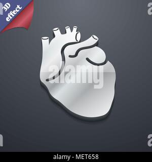Menschliche Herz Symbol. 3D-Stil. Schickes, modernes Design mit Platz für Ihren Text Vector Illustration Stock Vektor
