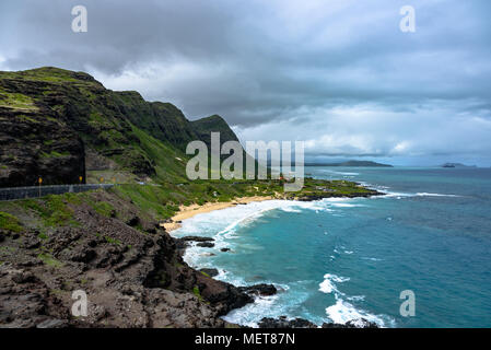 Wellen auf Makapu'u Beach auf Oahu, Hawaii Stockfoto