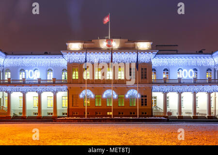 Präsidentenpalast in der Nacht, Vilnius, Litauen Stockfoto