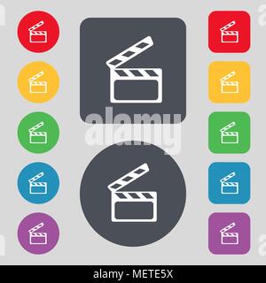 Kino 1880 Zeichen Symbol. Video Kamera symbol. Stellen Sie mit den farbigen Tasten. Vector Illustration Stock Vektor