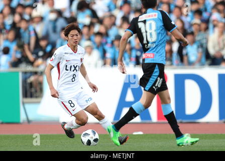 Kanagawa, Japan. 21 Apr, 2018. Shoma Doi (Geweih) Fußball: 2018 J1 Liga Match zwischen Kawasaki Frontale 4-1 Kashima Antlers an Todoroki Stadion in Kanagawa, Japan. Quelle: LBA/Alamy leben Nachrichten Stockfoto