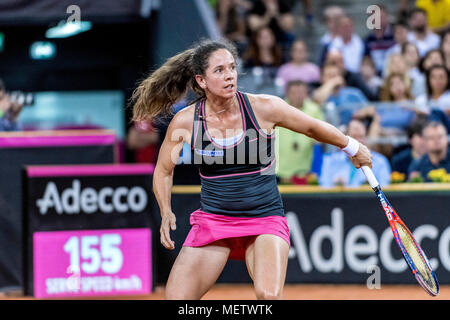 April 22, 2018: Patty Schnyder (SUI) während der FED Cup durch BNP Spiel 2018 zwischen Rumänien und der Schweiz im Sala Polivalenta, Cluj-Napoca, Rumänien ROU. Copyright: Cronos/Catalin Soare Stockfoto