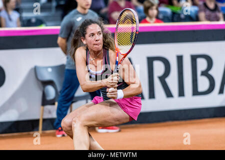 April 22, 2018: Patty Schnyder (SUI) während der FED Cup durch BNP Spiel 2018 zwischen Rumänien und der Schweiz im Sala Polivalenta, Cluj-Napoca, Rumänien ROU. Copyright: Cronos/Catalin Soare Stockfoto