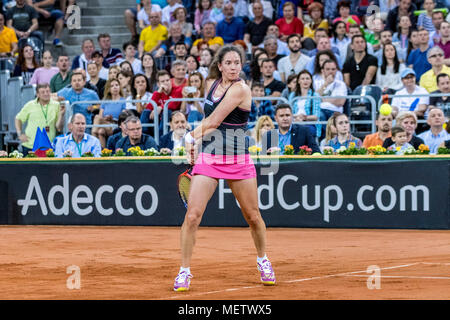 April 22, 2018: Patty Schnyder (SUI) während der FED Cup durch BNP Spiel 2018 zwischen Rumänien und der Schweiz im Sala Polivalenta, Cluj-Napoca, Rumänien ROU. Copyright: Cronos/Catalin Soare Stockfoto