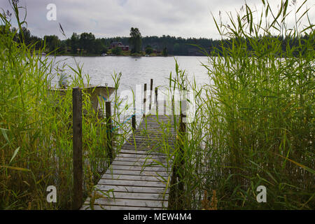 Dorf Tennviken an der schwedischen Küste hoch (UNESCO Weltnaturerbe Höga Kusten) Stockfoto