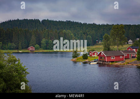 Dorf Tennviken an der schwedischen Küste hoch (UNESCO Weltnaturerbe Höga Kusten) Stockfoto