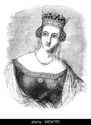 Johanna von Navarra, auch bekannt als Joanna (1370 - 1437). Am 7. Februar 1403, Joan heiratete König Heinrich IV., der auch als Henry Bolingbroke genannt, an der Winchester Cathedral, und am 26., hielt sie ihre formale Eintrag nach London, wo sie zur Königin von England gekrönt. Königin Joan war so schön, anmutig und majestätisch beschrieben, sondern auch als gierig und geizig, und Bestechlichkeit vorgeworfen. Wie zu erfahren war, hätte sie nicht einen guten Eindruck von England, als Breton Schiff außerhalb der englischen Küste kurz nach ihrer Hochzeit angegriffen wurde. Sie zog die Gesellschaft ihrer Bretonischen entourage, die Handlung zu s verursacht Stockfoto