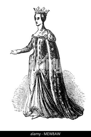 Katharina von Valois (1401 - 1437 war die Königin von England von 1420 bis 1422. Eine Tochter von Karl VI. von Frankreich, heiratete Heinrich V. von England und brachte seinen Erben Heinrich VI. von England. Ihre Liaison (und mögliche geheime Ehe) mit Owen Tudor erwies sich als Sprungbrett für das Vermögen der Familie, schließlich zur Erhöhung ihrer Enkel als Heinrich VII. von England. Catherine's ältere Schwester Isabella war Königin von England von 1396 bis 1399, als Kind Braut von Richard II. Stockfoto