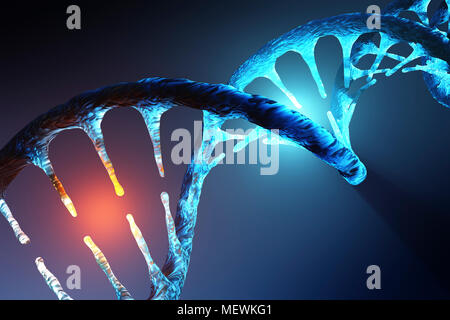 Konzeptionelle Bild der menschlichen DNA, gezielte Veränderung, Manipulation oder Veränderung. 3D-rendering Artwork Stockfoto