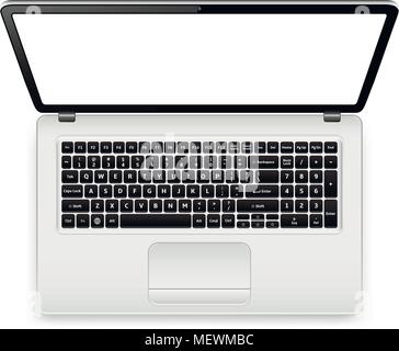 Blick von oben auf die Laptop Computer mit Tastatur Layout Vorlage, Vector Illustration Stock Vektor