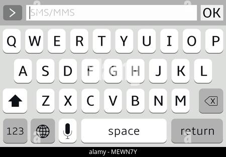 Moderne smartphone Tastatur des Alphabets Tasten. Mobile Tastatur. Vector Illustration Stock Vektor