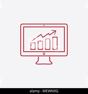 Monitor mit Business graph Icon. Statistik Symbol. Vector Illustration. Stock Vektor