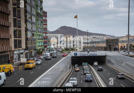 Verkehr im Zentrum von Las Palmas, Gran Canaria Stockfoto