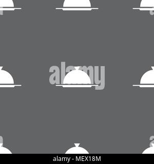 Essen platter mit Zeichen Symbol. Tisch im Restaurant Symbol. Nahtlose Muster auf einem grauen Hintergrund. Vector Illustration Stock Vektor