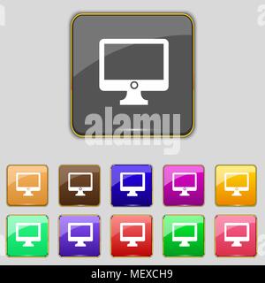 Computer Breitbildmonitor zeichen Symbol. Set Farbe Tasten. Vector Illustration Stock Vektor