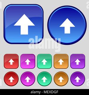 This side up sign icon. Fragile package symbol. Set colourful buttons. Vector illustration Stock Vektor