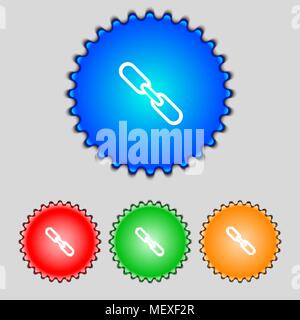 Link zeichen Symbol. Hyperlink Kette Symbol. Bunten Tasten. Vector Illustration Stock Vektor