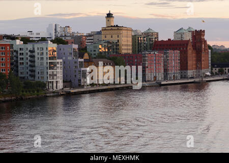 Stockholm, Schweden - 20. August 2017: Wohngebäude in Nacka Gemeinde. Die westlichen dicht bebauten Fläche von Lidingö Gemeinde ist eine contigu Stockfoto