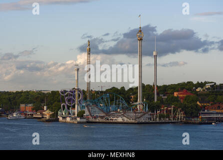 Stockholm, Schweden - 20. August 2017: Vergnügungspark Gröna Lund auf Djurgården Insel. 1883 gegründet, ist das älteste Schwedische Freizeitpark hat jetzt über Stockfoto