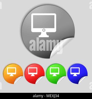 Computer Breitbildmonitor zeichen Symbol. Set Farbe Tasten. Vector Illustration Stock Vektor