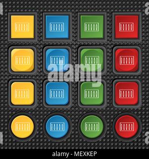 Dj console mix Griffe und Knöpfe, ebene Symbole. Stellen Sie mit den farbigen Tasten. Vector Illustration Stock Vektor