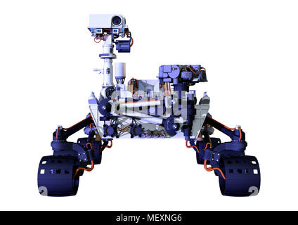 3D-Rendering eines Marsrovers raum Fahrzeug auf weißem Hintergrund Stockfoto