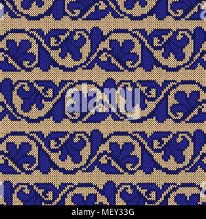 Ethnische multicolor motley Hintergrund in beige und blau Farben, nahtlose stricken vector Pattern als Stoff Textur Stock Vektor