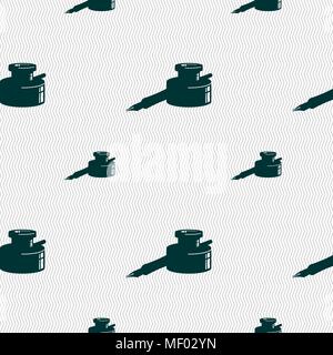 Feder und Tinte auf das Symbol anmelden. Nahtlose Muster mit geometrischen Struktur. Vector Illustration Stock Vektor