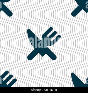 Essen, Besteck Icon Anmelden. Nahtlose Muster mit geometrischen Struktur. Vector Illustration Stock Vektor