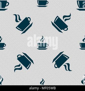 Tee, Kaffee Symbol unterzeichnen. Nahtlose Muster mit geometrischen Struktur. Vector Illustration Stock Vektor