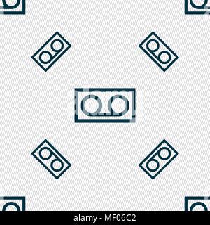 Audio Kassette Symbol unterzeichnen. Nahtlose Muster mit geometrischen Struktur. Vector Illustration Stock Vektor