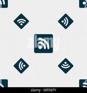 RSS Feed Icon Anmelden. Nahtlose Muster mit geometrischen Struktur. Vector Illustration Stock Vektor