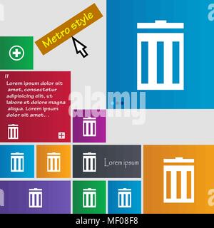 Papierkorb zeichen Symbol. Symbol. Satz von farbigen Tasten. Vector Illustration Stock Vektor