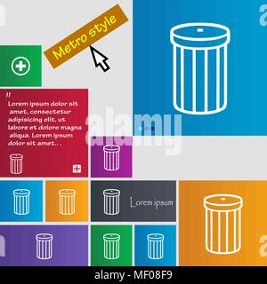 Papierkorb zeichen Symbol. Symbol. Satz von farbigen Tasten. Vector Illustration Stock Vektor