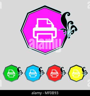 Drucken zeichen Symbol. Drucken Symbol. Schaltfläche "Drucken". Set farbige Schaltflächen Vector Illustration Stock Vektor