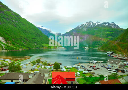 Blick auf den berühmten Fjord der Geirangerfjord, der in Norwegen eine der am meisten besuchten Landes Stockfoto