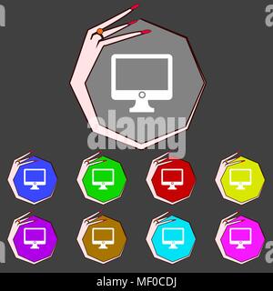 Computer Breitbildmonitor zeichen Symbol. Set Farbe Tasten. Vector Illustration Stock Vektor