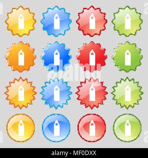 Plastikflasche mit Getränk Symbol unterzeichnen. Großer Satz von 16 farbenfrohen modernen Tasten für Ihr Design. Vector Illustration Stock Vektor