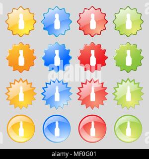 Flasche Icon Anmelden. Großer Satz von 16 farbenfrohen modernen Tasten für Ihr Design. Vector Illustration Stock Vektor