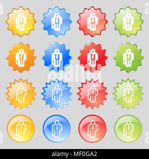 Geschäftsmann Symbol unterzeichnen. Großer Satz von 16 farbenfrohen modernen Tasten für Ihr Design. Vector Illustration Stock Vektor