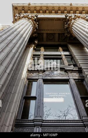 Portland, Oregon/USA, 3. April 2018: In den Vereinigten Staaten National Bank Gebäude in der Innenstadt von Portland ist ein schönes Beispiel für die Architektur. Stockfoto