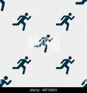 Laufender Mann Symbol unterzeichnen. Nahtlose Muster mit geometrischen Struktur. Vector Illustration Stock Vektor