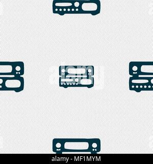 Radio, Receiver, Verstärker Symbol unterzeichnen. Nahtlose Muster mit geometrischen Struktur. Vector Illustration Stock Vektor