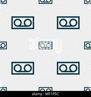 Audio Kassette Symbol unterzeichnen. Nahtlose Muster mit geometrischen Struktur. Vector Illustration Stock Vektor