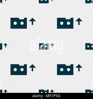 Audio Kassette Symbol unterzeichnen. Nahtlose Muster mit geometrischen Struktur. Vector Illustration Stock Vektor