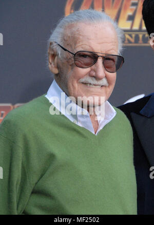 Los Angeles, Kalifornien, USA. 23. April 2018. Stan Lee besucht die Weltpremiere von Disney und Wunder "Avengers: Infinity Krieg" am 23. April 2018 in Los Angeles, Kalifornien. Foto von Barry King/Alamy leben Nachrichten Stockfoto