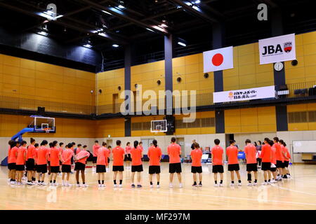 Ajinomoto National Training Center, Tokyo, Japan. 24 Apr, 2018. Japans Frauen team Group (JPN), 24. April 2018 - Basketball: Japans Frauen Nationalteam Trainingslager für den Asian Games 2018 und der FIBA Basketball der Frauen-WM 2018 an Ajinomoto National Training Center, Tokyo, Japan. Credit: Naoki Nishimura/LBA SPORT/Alamy leben Nachrichten Stockfoto